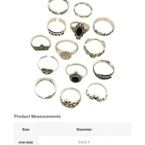 Bohemian Hippie Goth Punk Silver Ring Set - Picture 3 of 3